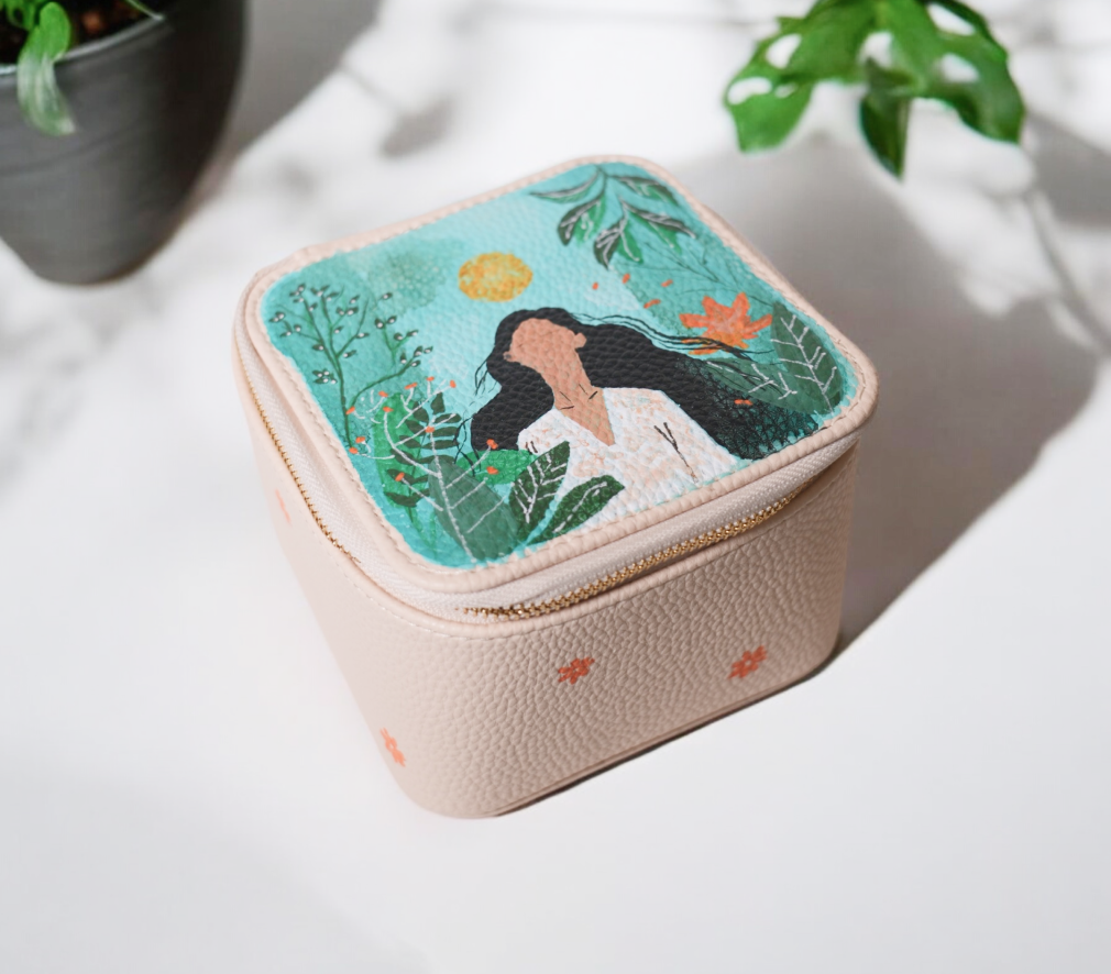 Jewellery Box with Girl Artwork - Floral Elegance